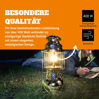 2026 HK500 Drucklaterne, 500 Kerzenstärke mit 1 Quart Kerosintank für Zuhause, Camping oder als Notbeleuchtung, handmontierte 400-Watt-Hochdrucklampe, poliertes Messing