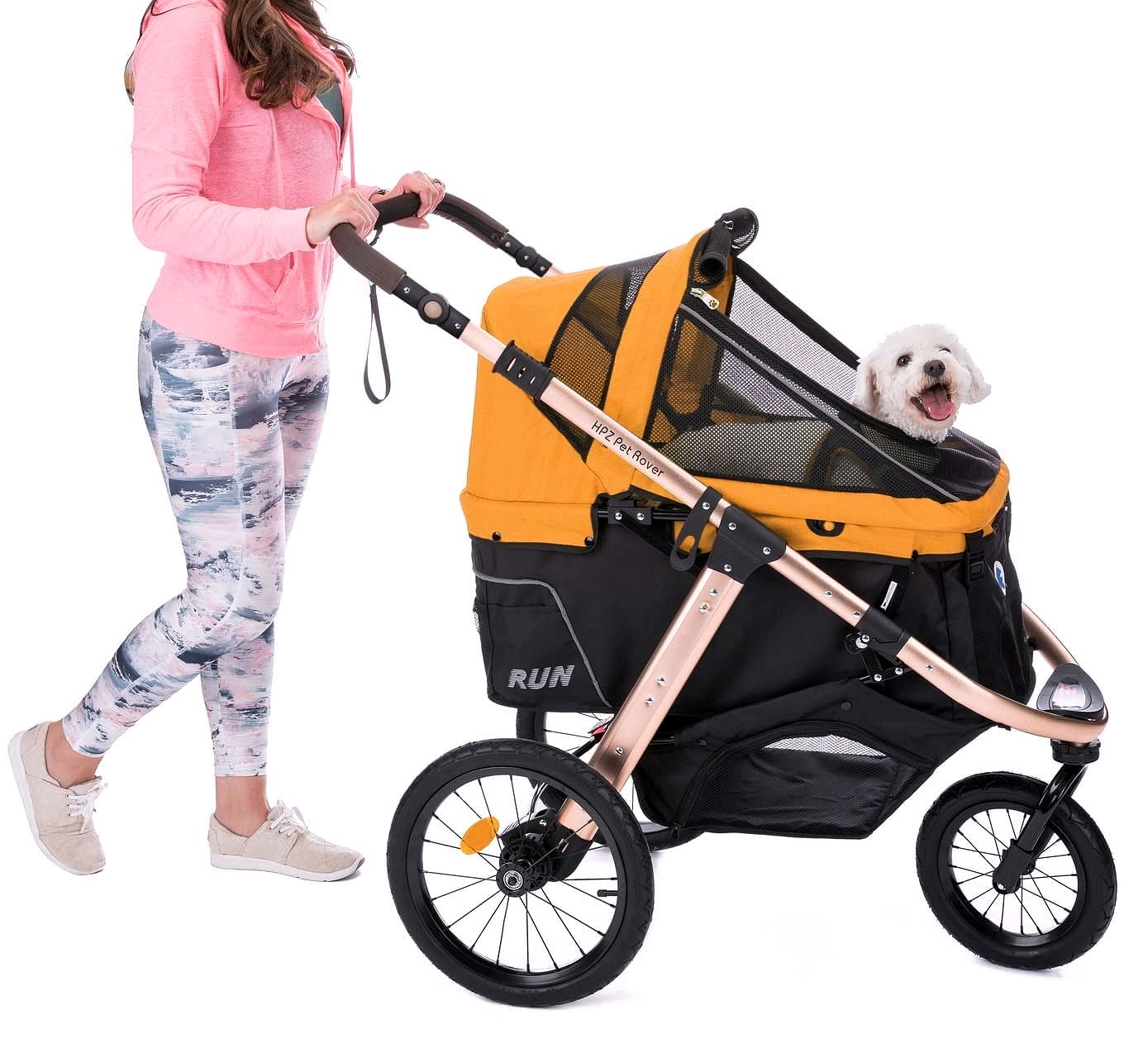 2026 Jogging-Sport-Tierbuggy mit Komfort-Gummirädern / Reißverschlusslosem Einstieg / Einhand-Schnellfaltung / Aluminiumrahmen für kleine & mittelgroße Hunde, Katzen und Haustiere (Grün Camouflage)