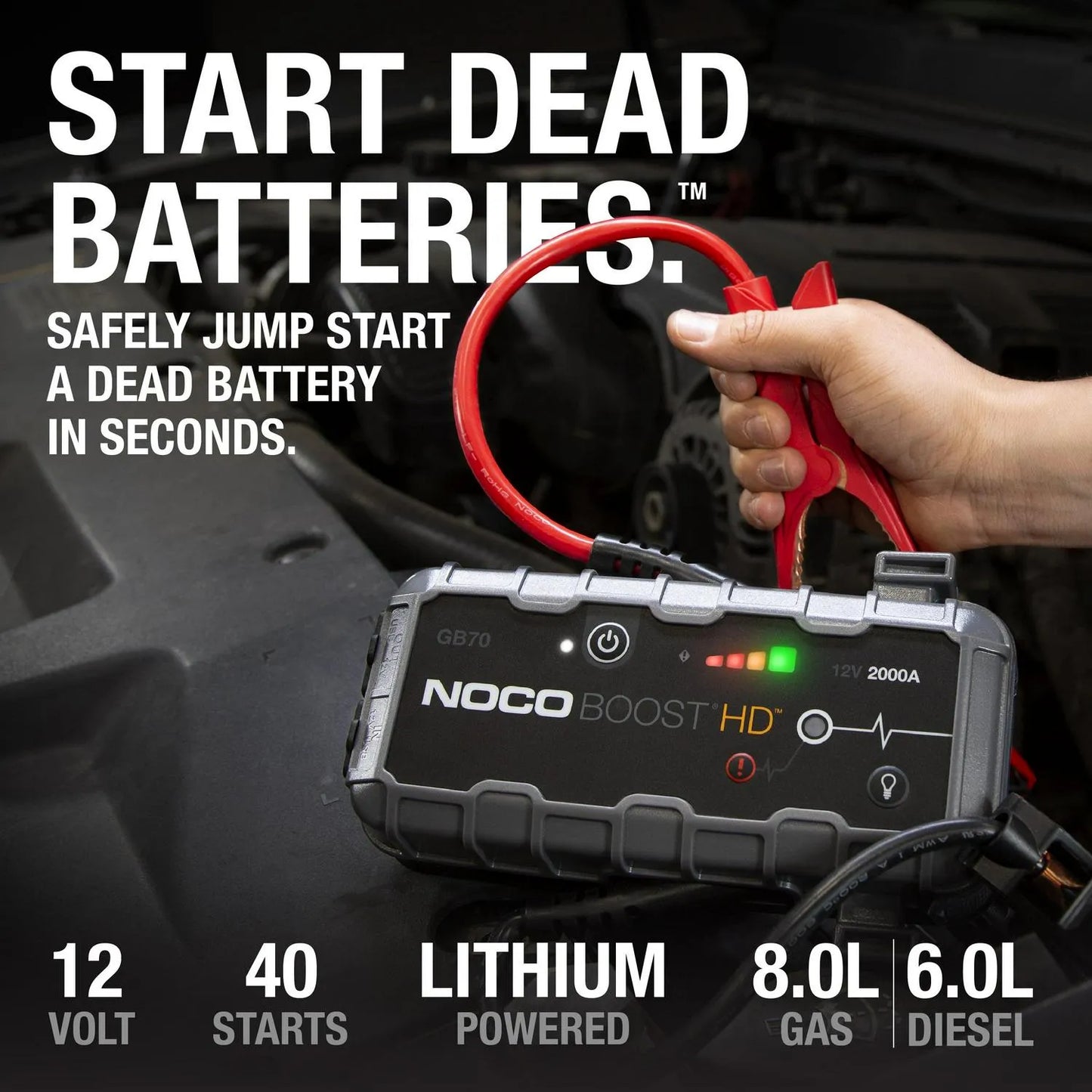 2026 NOCO Boost HD GB70 2000A 12V UltraSafe tragbarer Lithium-Starthilfe-Booster