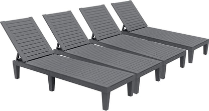 2026 Chaiselongue-Stühle für den Außenbereich, 4er-Set mit verstellbarer Rückenlehne, stabile Liegen für Terrasse und Poolrand, einfache Montage, wasserdicht und leicht mit einer Tragfähigkeit von 120 kg, schwarz