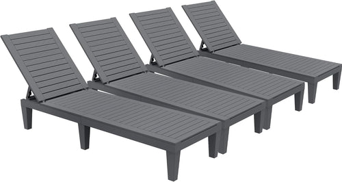 2026 Chaiselongue-Stühle für den Außenbereich, 4er-Set mit verstellbarer Rückenlehne, stabile Liegen für Terrasse und Poolrand, einfache Montage, wasserdicht und leicht mit einer Tragfähigkeit von 120 kg, schwarz