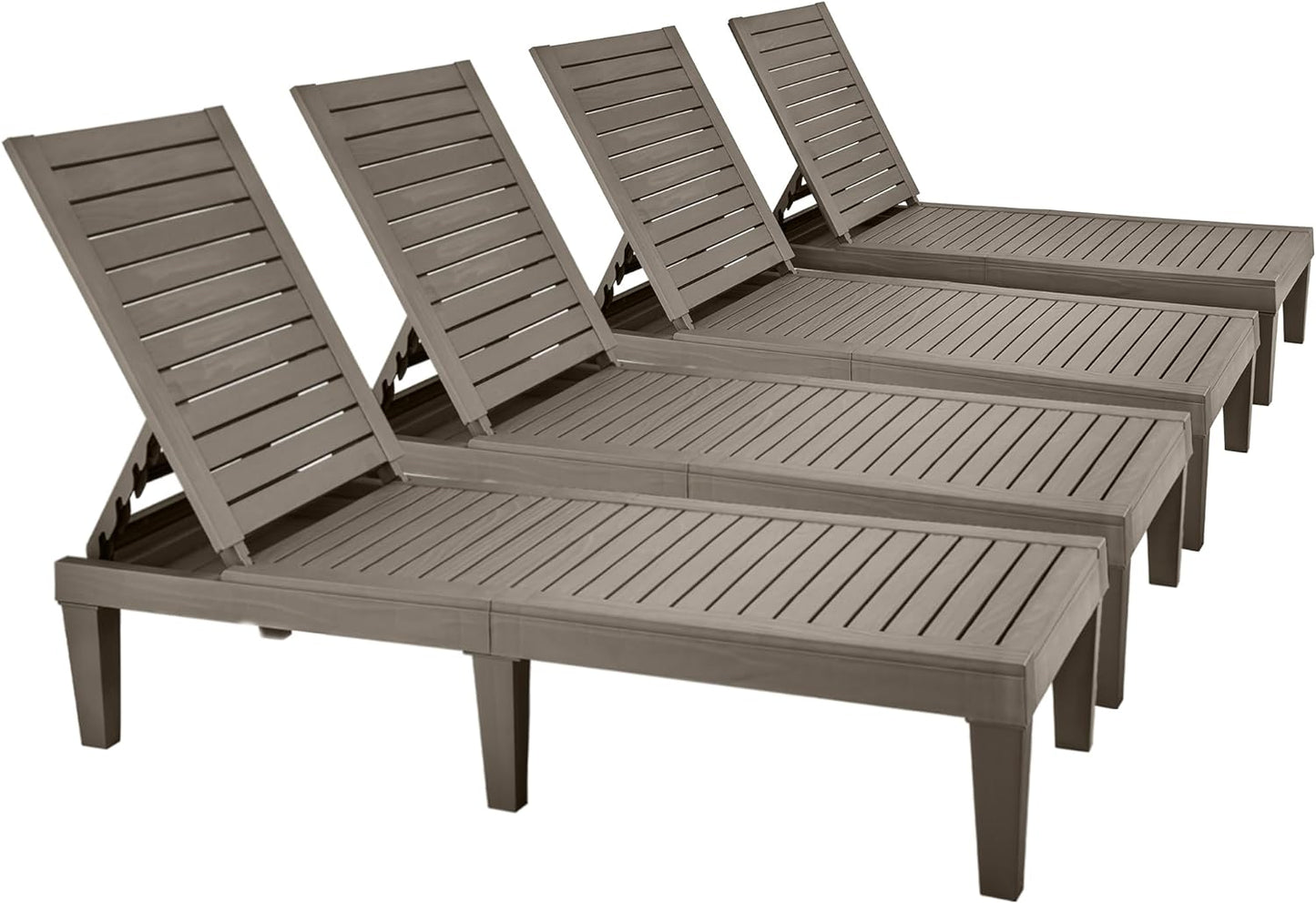 2026 Chaiselongue-Stühle für den Außenbereich, 4er-Set mit verstellbarer Rückenlehne, stabile Liegen für Terrasse und Poolrand, einfache Montage, wasserdicht und leicht mit einer Tragfähigkeit von 120 kg, schwarz
