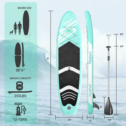 2026 Premium-Stand-Up-Paddle-Board, Yoga-Board mit strapazierfähigem SUP-Zubehör und Tragetasche | Breiter Stand, Surf-Kontrolle, rutschfestes Deck, Leine, Paddel und Pumpe für Jugendliche und Erwachsene