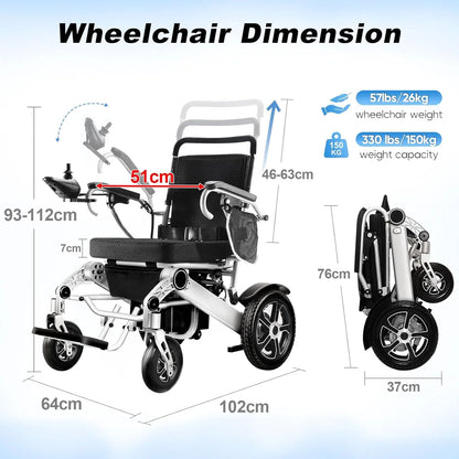 2026 WEYRAL 50cm Breite Sitz Elektrischer Rollstuhl für Erwachsene,mit Schutzhülle, Leichter Elektro Rollstuhl bis 150kg,40km Lange Elektrorollstuhl, Elektro Rollstuhl für Senioren