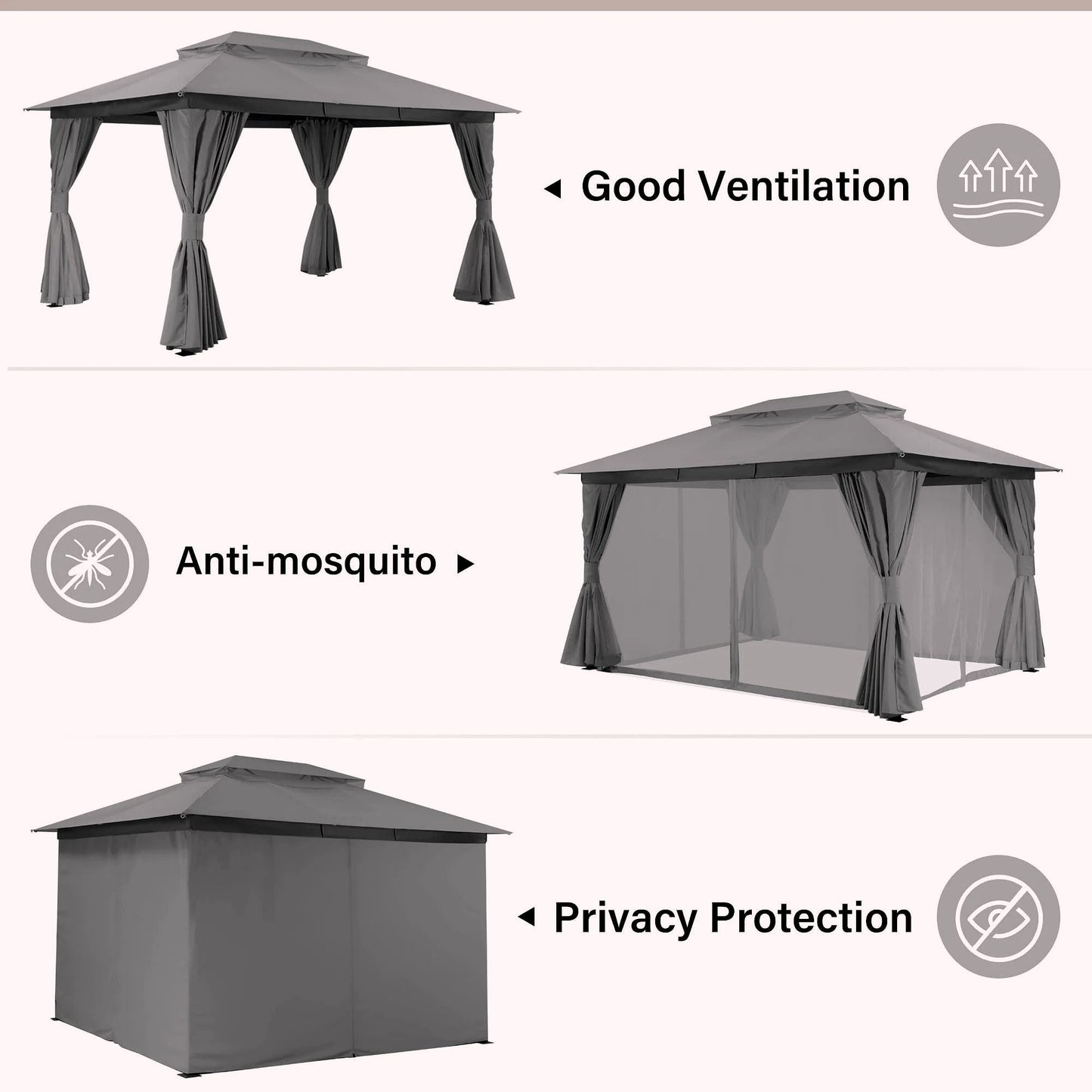 2026 LAUSAINT HOME Outdoor-Pavillon 10 × 13 ft mit Expansionsankern – Robuster Gartenpavillon für Terrasse & Garten