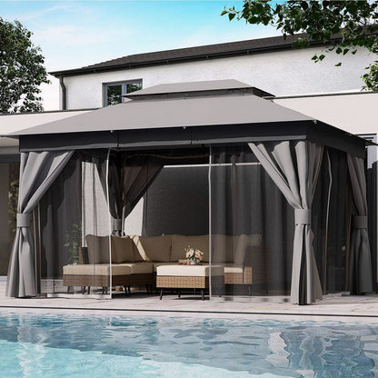 2026 LAUSAINT HOME Outdoor-Pavillon 10 × 13 ft mit Expansionsankern – Robuster Gartenpavillon für Terrasse & Garten