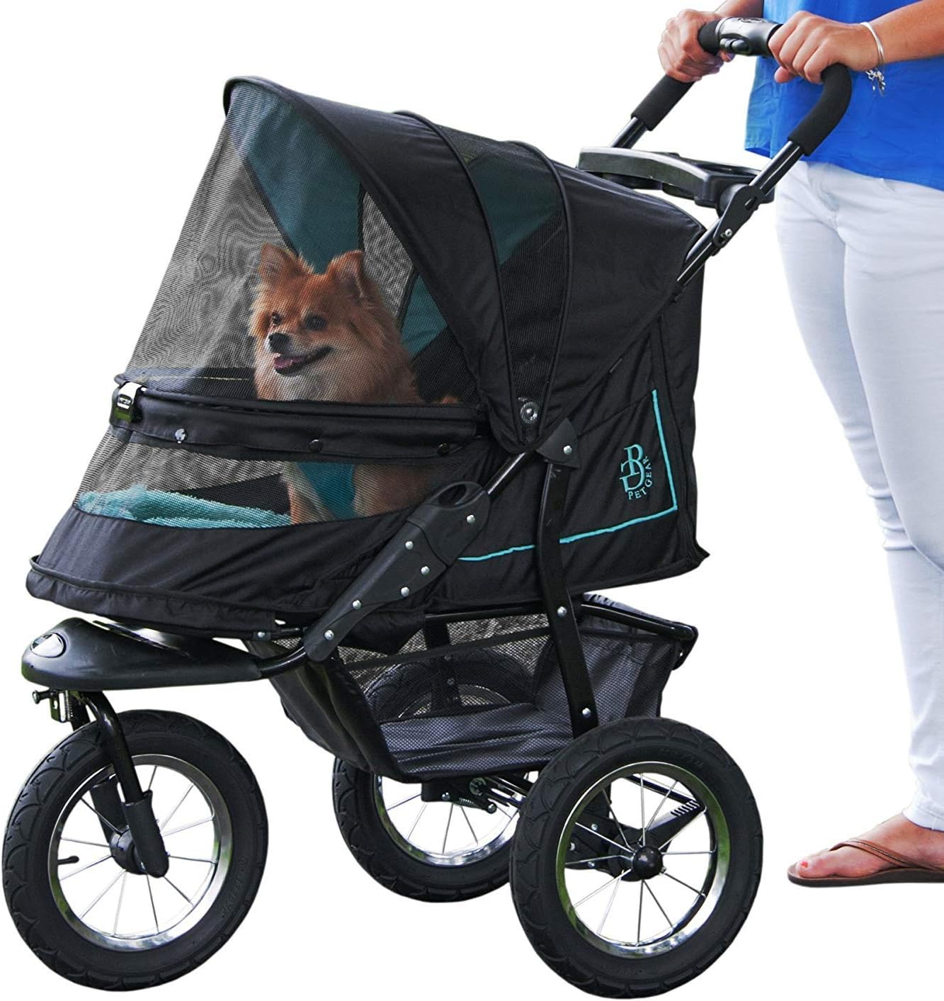 2026 No-Zip NV Haustier-Buggy für Katzen/Hunde, Einstieg ohne Reißverschluss, einfaches Zusammenklappen mit einer Hand, Reifen mit Gelfüllung, Plüschpolster + Wetterschutz inklusive, 3 Farben