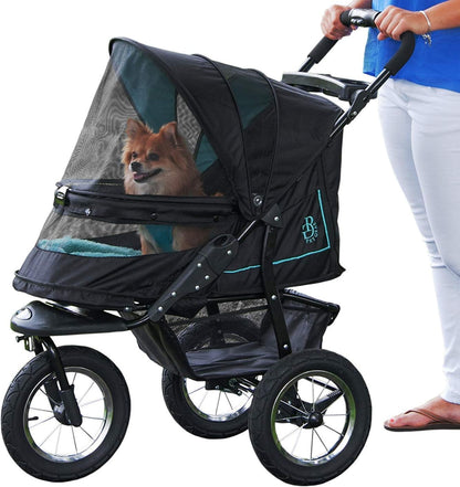 2026 No-Zip NV Haustier-Buggy für Katzen/Hunde, Einstieg ohne Reißverschluss, einfaches Zusammenklappen mit einer Hand, Reifen mit Gelfüllung, Plüschpolster + Wetterschutz inklusive, 3 Farben