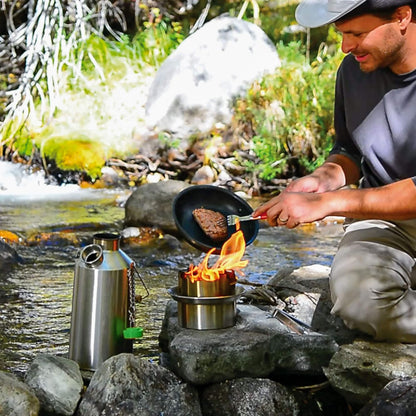 2026 Kelly Kettle Ultimate Base Camp Kit – 54 oz großer Campingkessel aus Edelstahl, leichter Campingkessel mit Pfeife, Kelly Kettle-Kocher zum Angeln, Jagen, Wandern