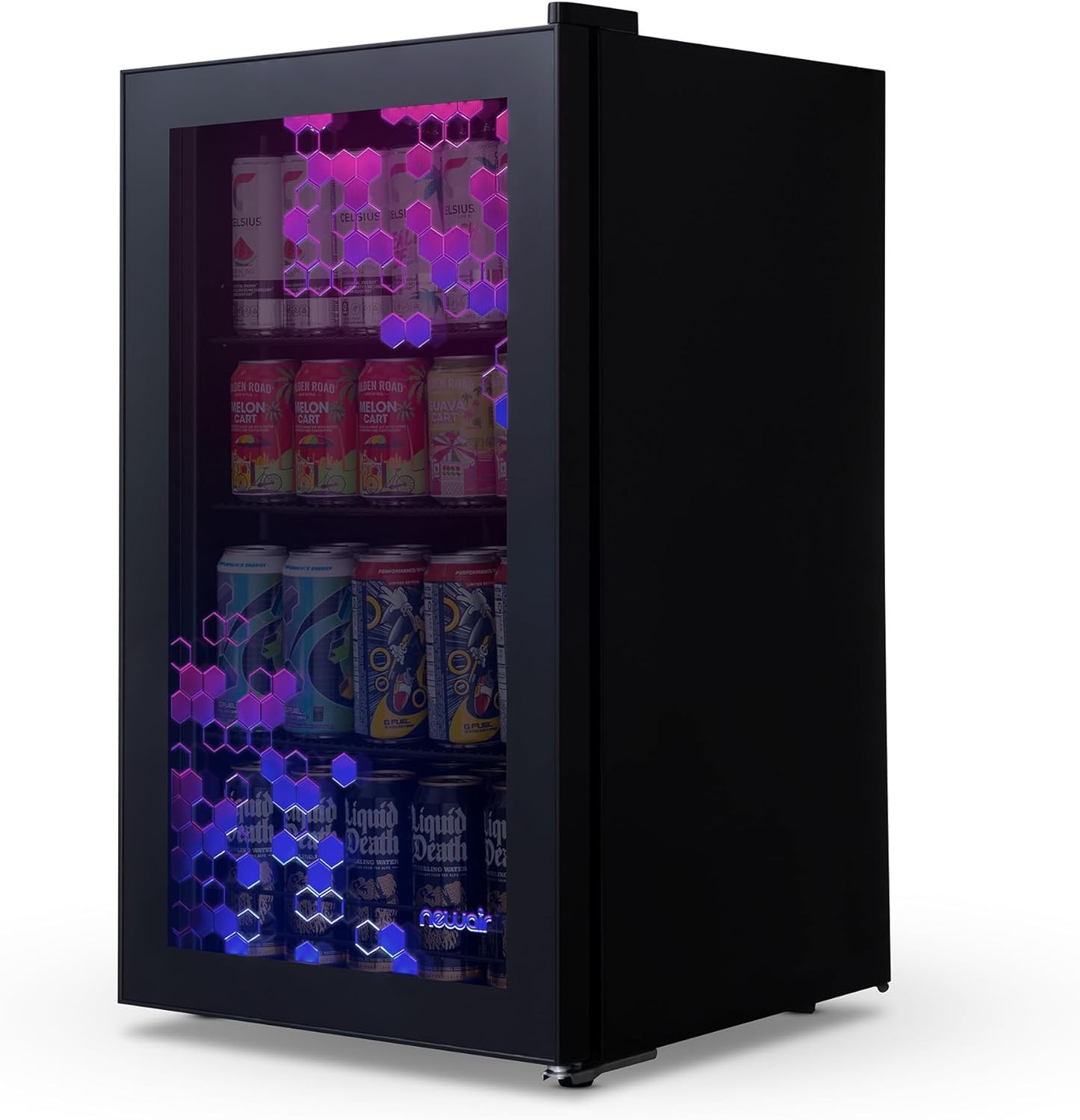 2026 Getränkekühlschrank | Freistehender Kühlschrank für 126 Dosen mit Glastür mit Scharnier rechts | Mini-Getränkekühlschrank, perfekt für Bier, Wein, Limonade und kühlere Getränke
