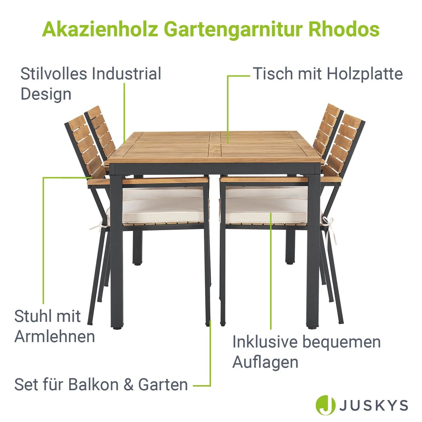 2026 Akazienholz Gartengarnitur Rhodos