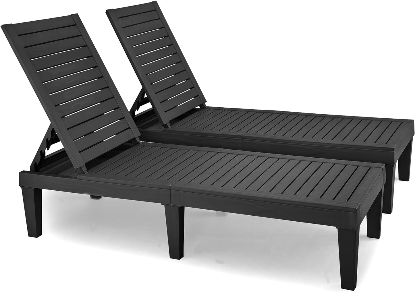 2026 Chaiselongue-Stühle für den Außenbereich, 4er-Set mit verstellbarer Rückenlehne, stabile Liegen für Terrasse und Poolrand, einfache Montage, wasserdicht und leicht mit einer Tragfähigkeit von 120 kg, schwarz