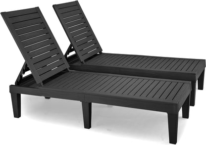 2026 Chaiselongue-Stühle für den Außenbereich, 4er-Set mit verstellbarer Rückenlehne, stabile Liegen für Terrasse und Poolrand, einfache Montage, wasserdicht und leicht mit einer Tragfähigkeit von 120 kg, schwarz