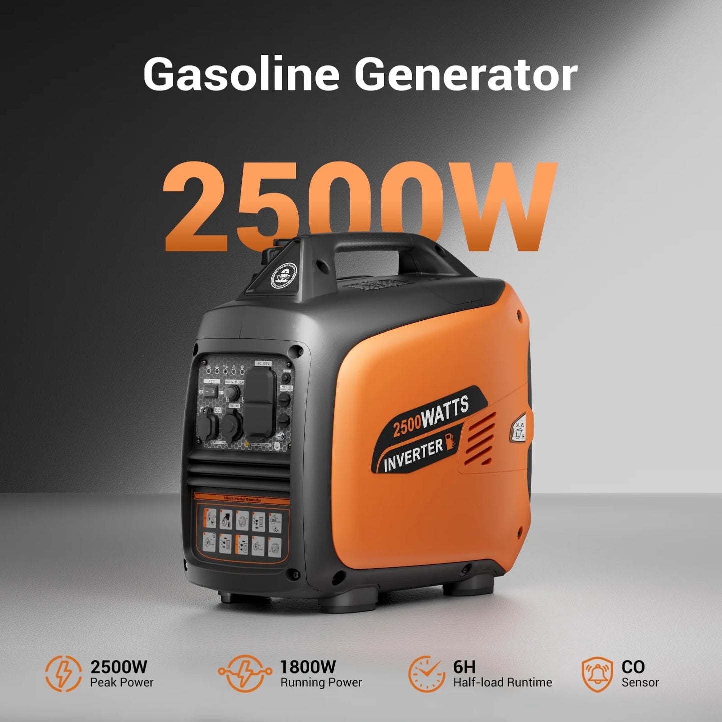 2026 Efurden 2500-Watt tragbarer Inverter-Generator, gasbetrieben, EPA-konform, parallelfähig, CO-Abschaltung, geräuscharm für Camping und Heimgebrauch