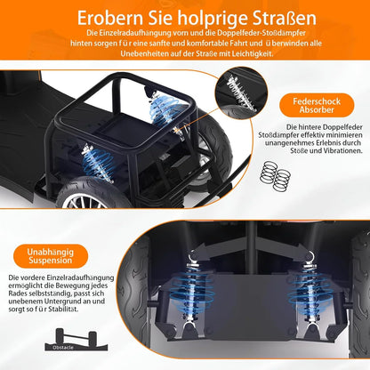 2026 ZVGREEN-Mobilitätsroller mit 4 Rädern-Seniorenmobil-Kapitänssitz-Max. 15km/h-geräumiger Stauraum-drehbarer Sitz-Elektromagnetische Bremse