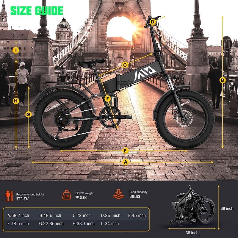 2026 TST Electric Bike 4.0 Fat Tire Foldable E-Bike – 750W, 48V 13Ah