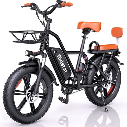 2026 Elektrofahrrad für Erwachsene, 750W, 30–70 Meilen Reichweite, 48V 15Ah herausnehmbarer Akku, 20" x 4.0 Fat Tire E-Bike, 2-Sitzer mit Federgabel, UL2849