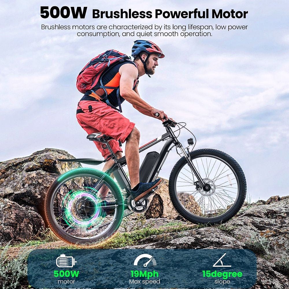 2026 500W Elektrofahrrad 26" E-Bike für Erwachsene mit Tempomat
