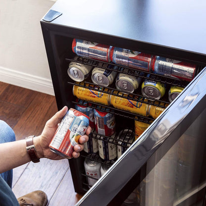 2026 Getränkekühlschrank | Freistehender Kühlschrank für 126 Dosen mit Glastür mit Scharnier rechts | Mini-Getränkekühlschrank, perfekt für Bier, Wein, Limonade und kühlere Getränke