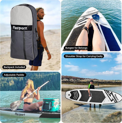 2026 Premium-Stand-Up-Paddle-Board, Yoga-Board mit strapazierfähigem SUP-Zubehör und Tragetasche | Breiter Stand, Surf-Kontrolle, rutschfestes Deck, Leine, Paddel und Pumpe für Jugendliche und Erwachsene