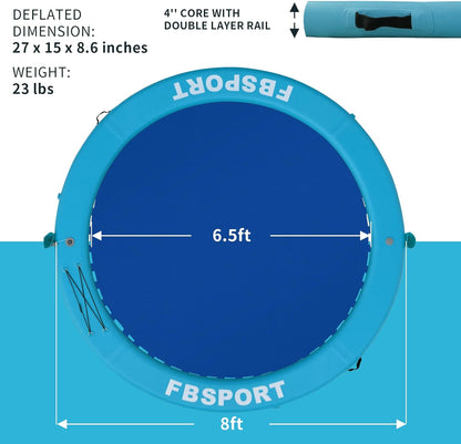 2026 Aufblasbares Dock, schwimmende Plattform, 2,44 m aufblasbares Wasserhängematten-Schwimmdeck für See mit Getränkehalter, runder Schwimmring, Schwimmfloß, Liegeinsel, Plattformpolster