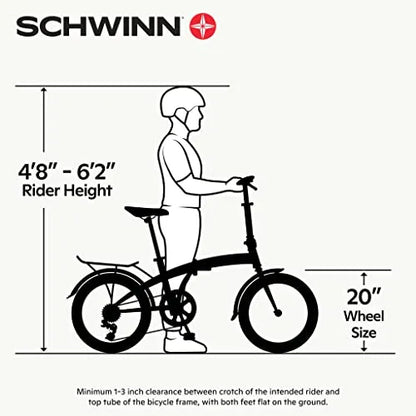 2026 Schwinn Loop Faltrad für Erwachsene für Männer und Frauen, 20-Zoll-Räder, 7-Gang-Antrieb