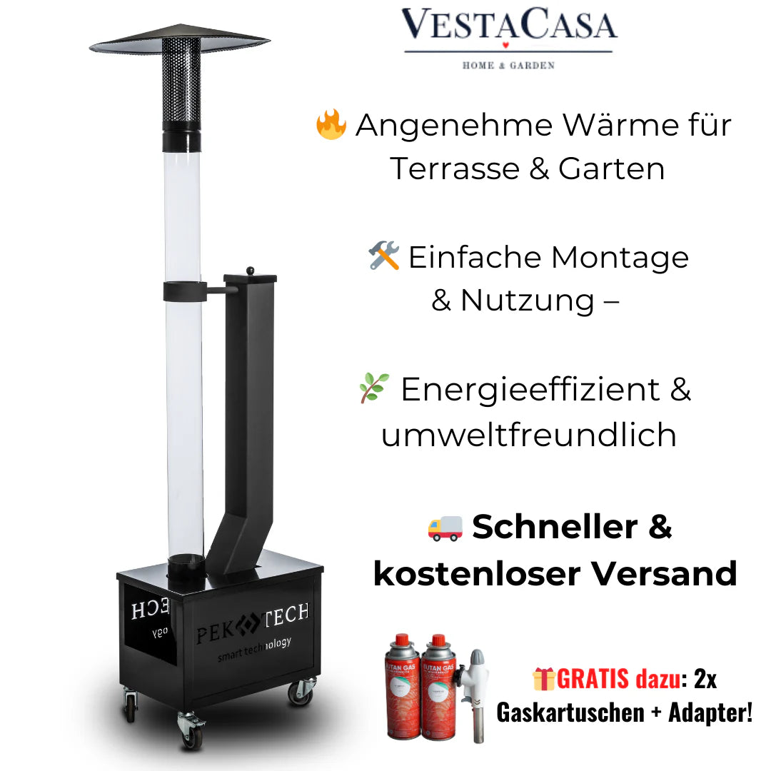 2026 Pektech Pelora Black – Eleganter Pellet-Heizpilz für Garten, Terrasse & Outdoor-Events