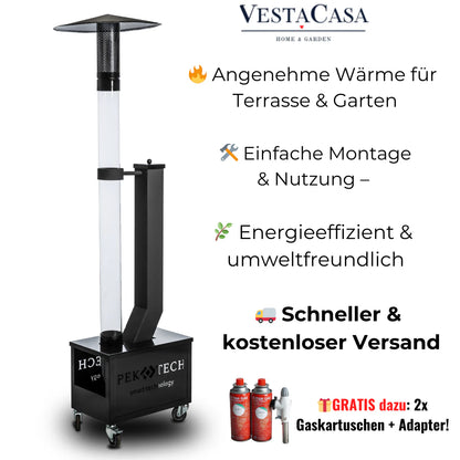 2026 Pektech Pelora Black – Eleganter Pellet-Heizpilz für Garten, Terrasse & Outdoor-Events