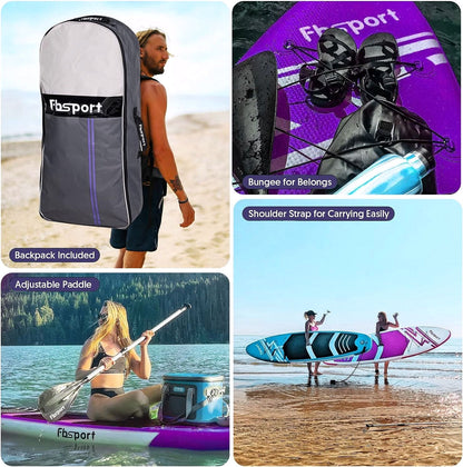 2026 Premium Stand Up Paddle Board, Yoga Board with Durable SUP Accessories & Carry Bag | Wide Stance, Surf Control, Non-Slip Deck, Leash, Paddle and Pump for Youth & Adult