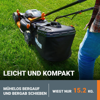 2026 WORX WG743E Akku-Rasenmäher 40V – Profi Rasenmäher mit Mulchfunktion & PowerShare Akku – Rasenmähen ohne Kabel – Ideal für Gärten bis zu 500m²
