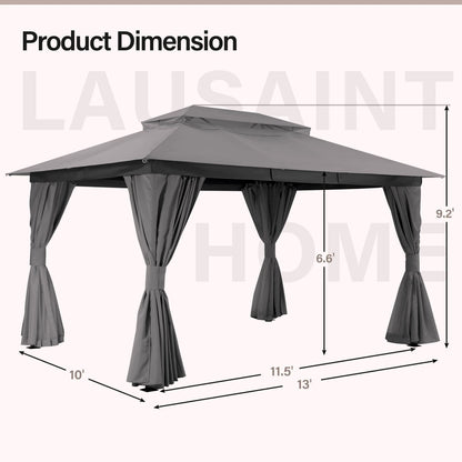 2026 LAUSAINT HOME Outdoor-Pavillon 10 × 13 ft mit Expansionsankern – Robuster Gartenpavillon für Terrasse & Garten