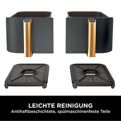 2026 Ninja Foodi MAX Dual Zone Heißluftfritteuse, 9,5L Airfryer, 2 Fächer, mit Zange, Antihaftbeschichtung, spülmaschinenfeste Körbe, 6-in-1, Amazon Exklusiv, Kupfer/Schwarz, AF400EUCP