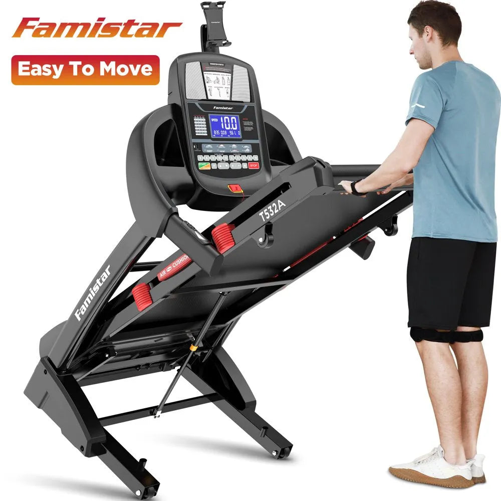 2026 Famistar Klapp-Laufband für zu Hause mit 15 Stufen Automatischer Steigung, 300LB Kapazität, 10MPH Höchstgeschwindigkeit