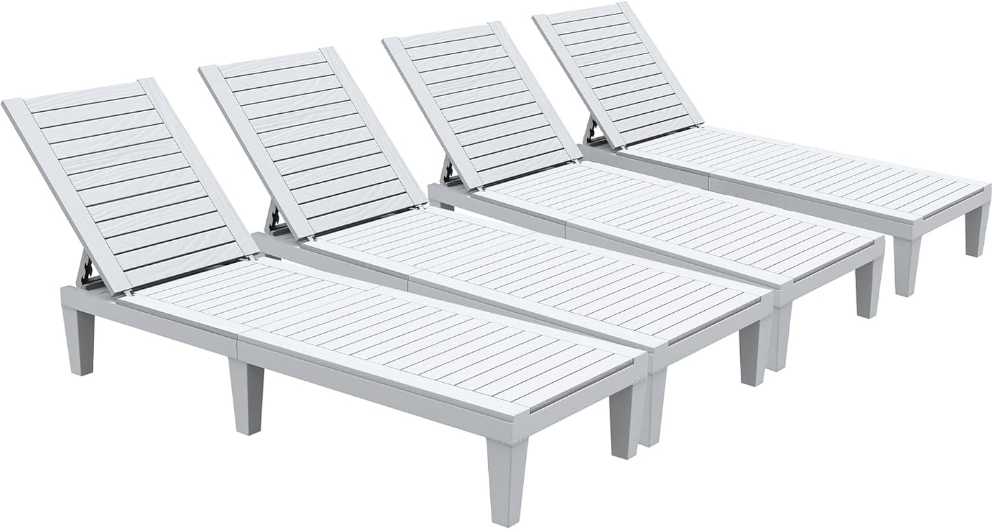 2026 Chaiselongue-Stühle für den Außenbereich, 4er-Set mit verstellbarer Rückenlehne, stabile Liegen für Terrasse und Poolrand, einfache Montage, wasserdicht und leicht mit einer Tragfähigkeit von 120 kg, schwarz