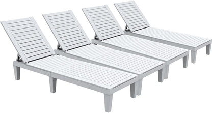 2026 Chaiselongue-Stühle für den Außenbereich, 4er-Set mit verstellbarer Rückenlehne, stabile Liegen für Terrasse und Poolrand, einfache Montage, wasserdicht und leicht mit einer Tragfähigkeit von 120 kg, schwarz