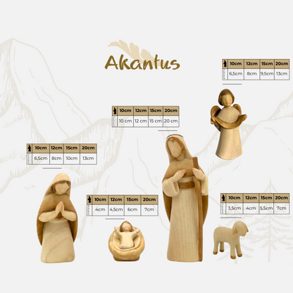 Hirte mit Engel und Widder (3 Figuren) von Akantus bemalt I AB-6