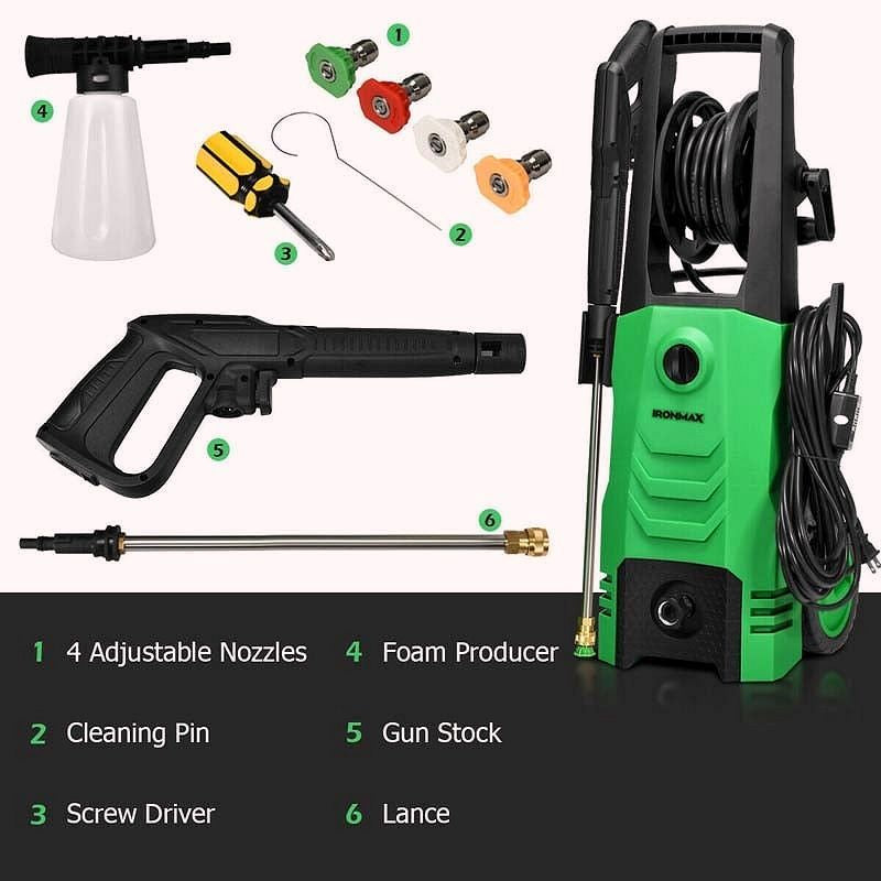 2026 Elektrischer Hochdruckreiniger 3500 PSI – 1800 W, 2,6 GPM mobiler Elektro-Power-Washer mit 4 Düsen