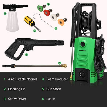 2026 Elektrischer Hochdruckreiniger 3500 PSI – 1800 W, 2,6 GPM mobiler Elektro-Power-Washer mit 4 Düsen