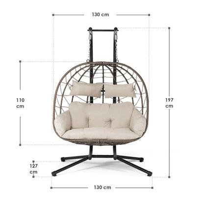 2026 Polyrattan Doppelhängesessel Aria