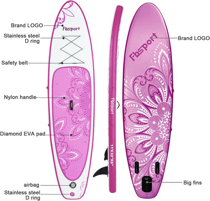 2026 Premium-Stand-Up-Paddle-Board, Yoga-Board mit strapazierfähigem SUP-Zubehör und Tragetasche | Breiter Stand, Surf-Kontrolle, rutschfestes Deck, Leine, Paddel und Pumpe für Jugendliche und Erwachsene