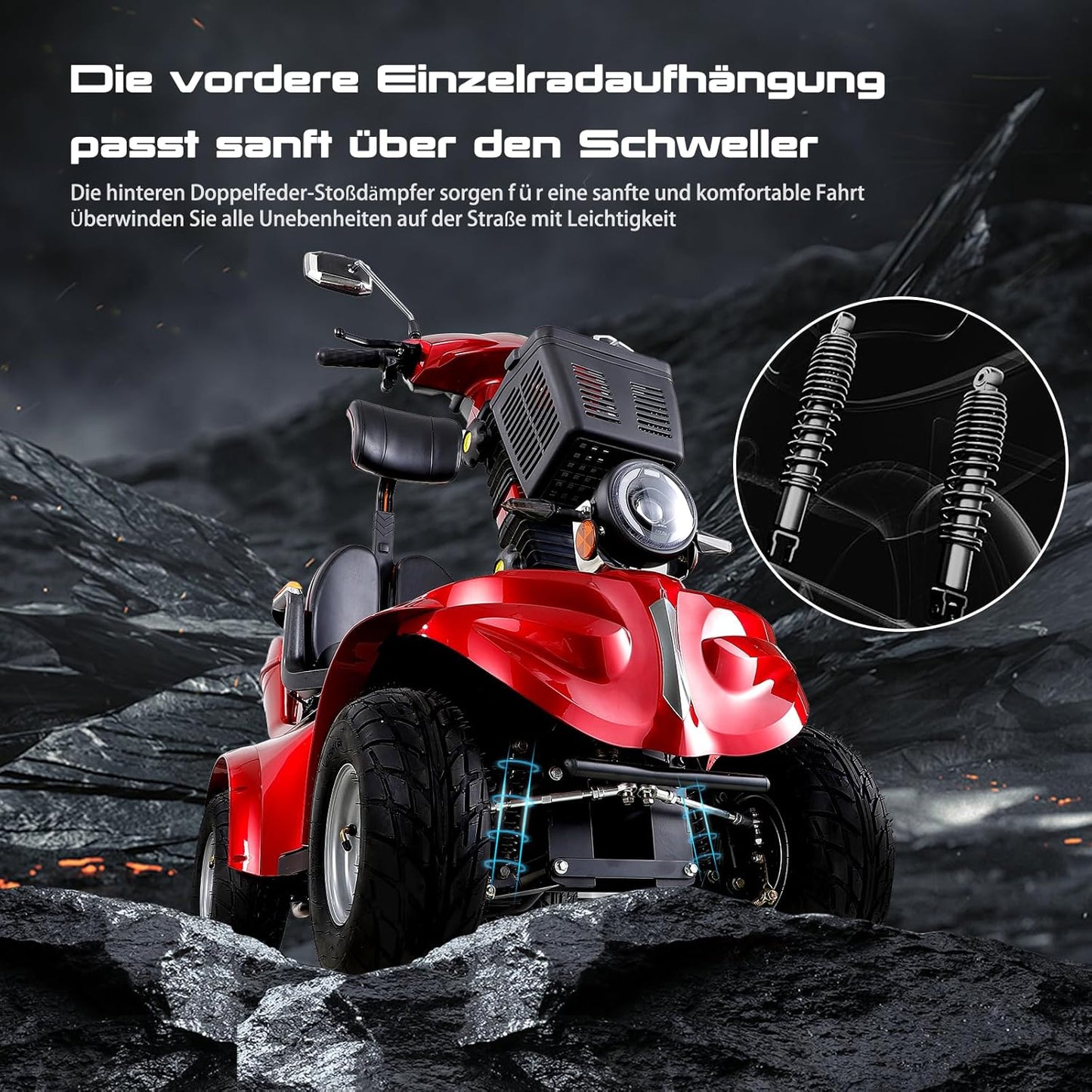 2026 ZVGREEN-Mobilitätsroller mit 4 Rädern-Seniorenmobil-Kapitänssitz-Max. 15km/h-geräumiger Stauraum-drehbarer Sitz-Elektromagnetische Bremse