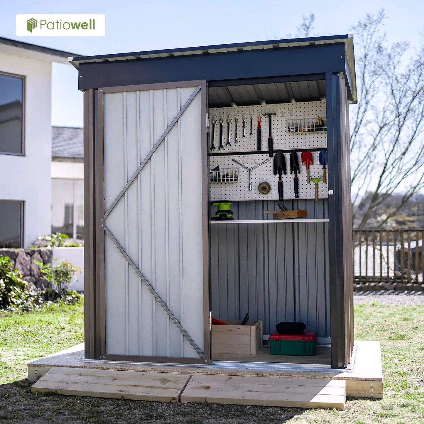 2026 Patiowell Outdoor-Gerätehaus 5 × 3 FT für Garten, Terrasse und Rasen
