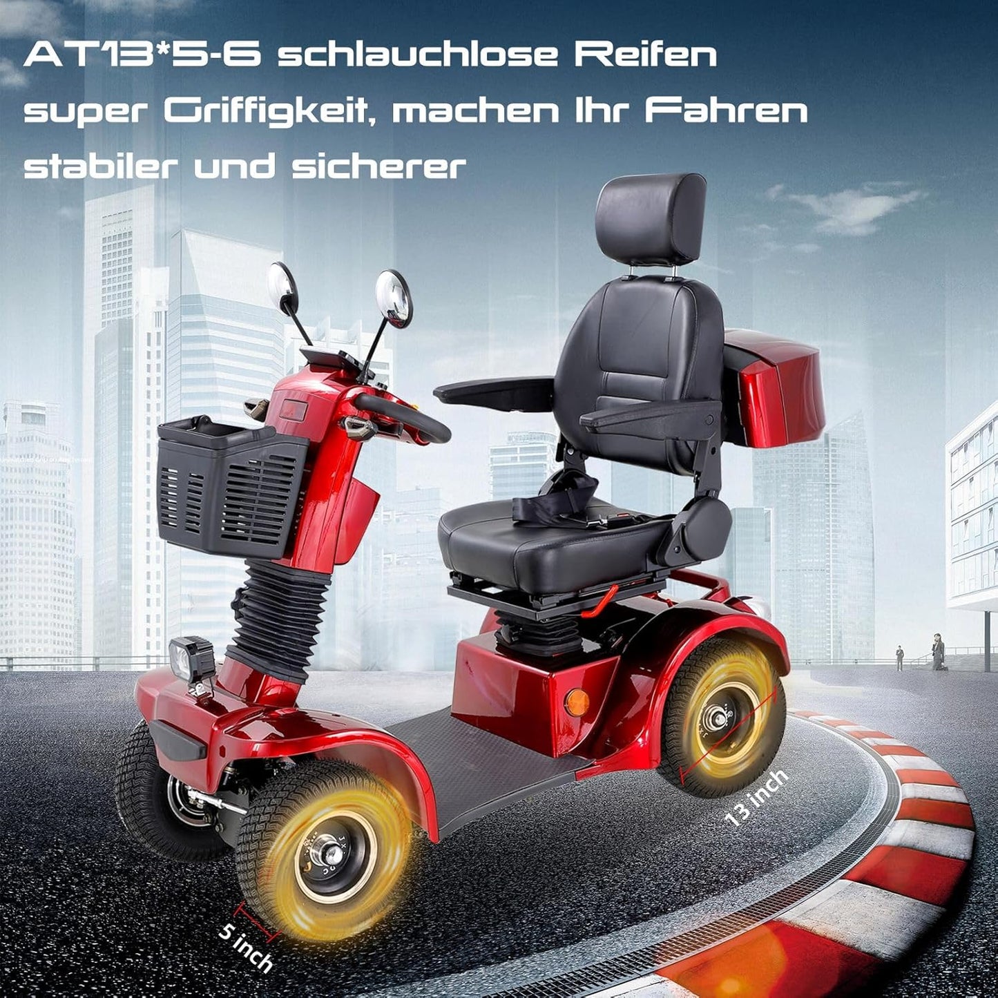 2026 ZVGREEN-Mobilitätsroller mit 4 Rädern-Seniorenmobil-Kapitänssitz-Max. 15km/h-geräumiger Stauraum-drehbarer Sitz-Elektromagnetische Bremse