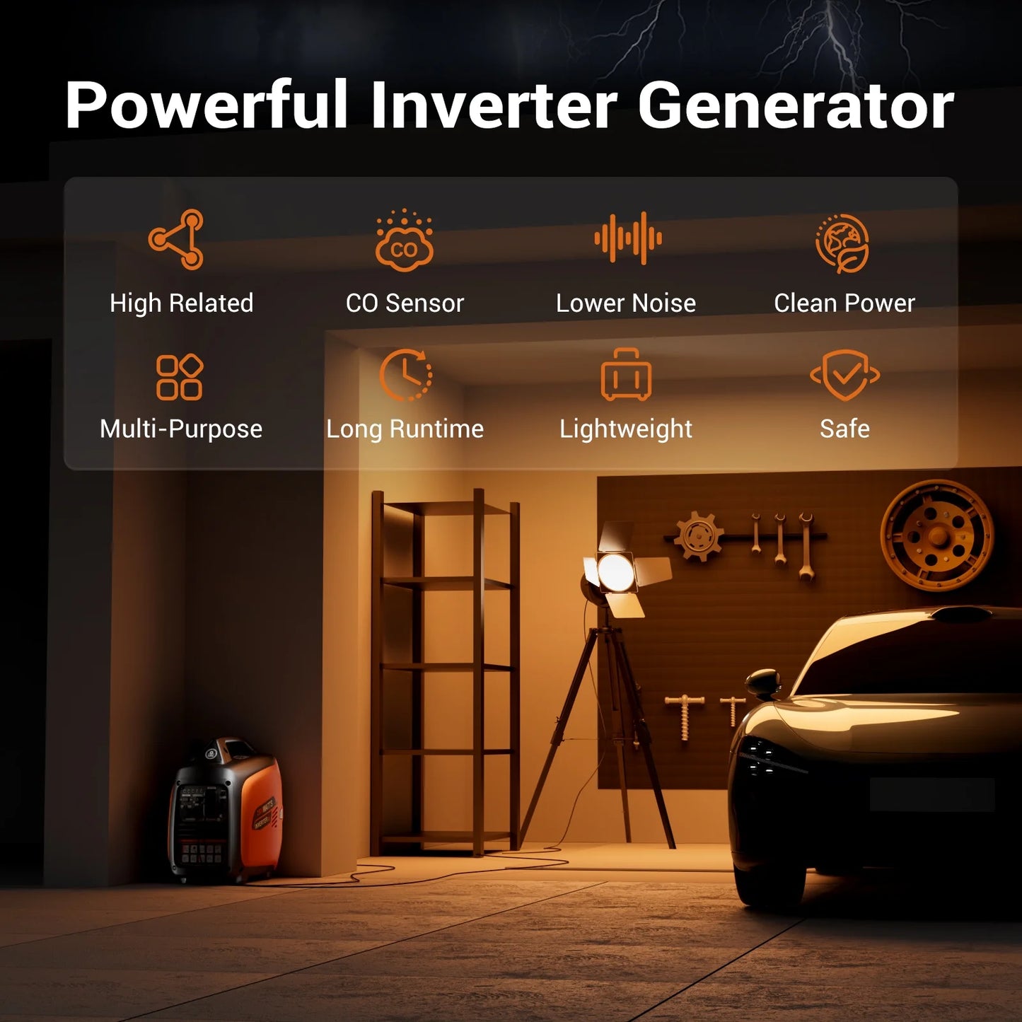 2026 Efurden 2500-Watt tragbarer Inverter-Generator, gasbetrieben, EPA-konform, parallelfähig, CO-Abschaltung, geräuscharm für Camping und Heimgebrauch