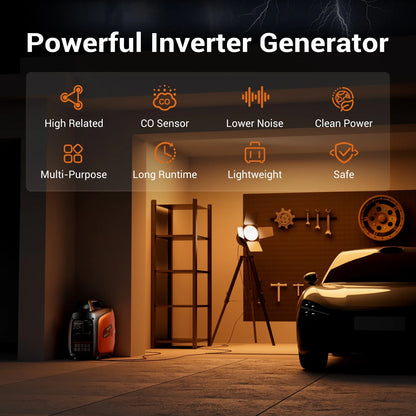 2026 Efurden 2500-Watt tragbarer Inverter-Generator, gasbetrieben, EPA-konform, parallelfähig, CO-Abschaltung, geräuscharm für Camping und Heimgebrauch