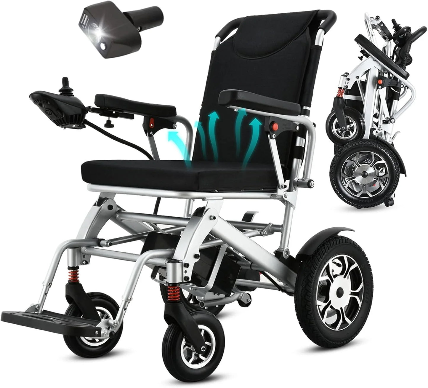 2026 WEYRAL 50cm Breite Sitz Elektrischer Rollstuhl für Erwachsene,mit Schutzhülle, Leichter Elektro Rollstuhl bis 150kg,40km Lange Elektrorollstuhl, Elektro Rollstuhl für Senioren