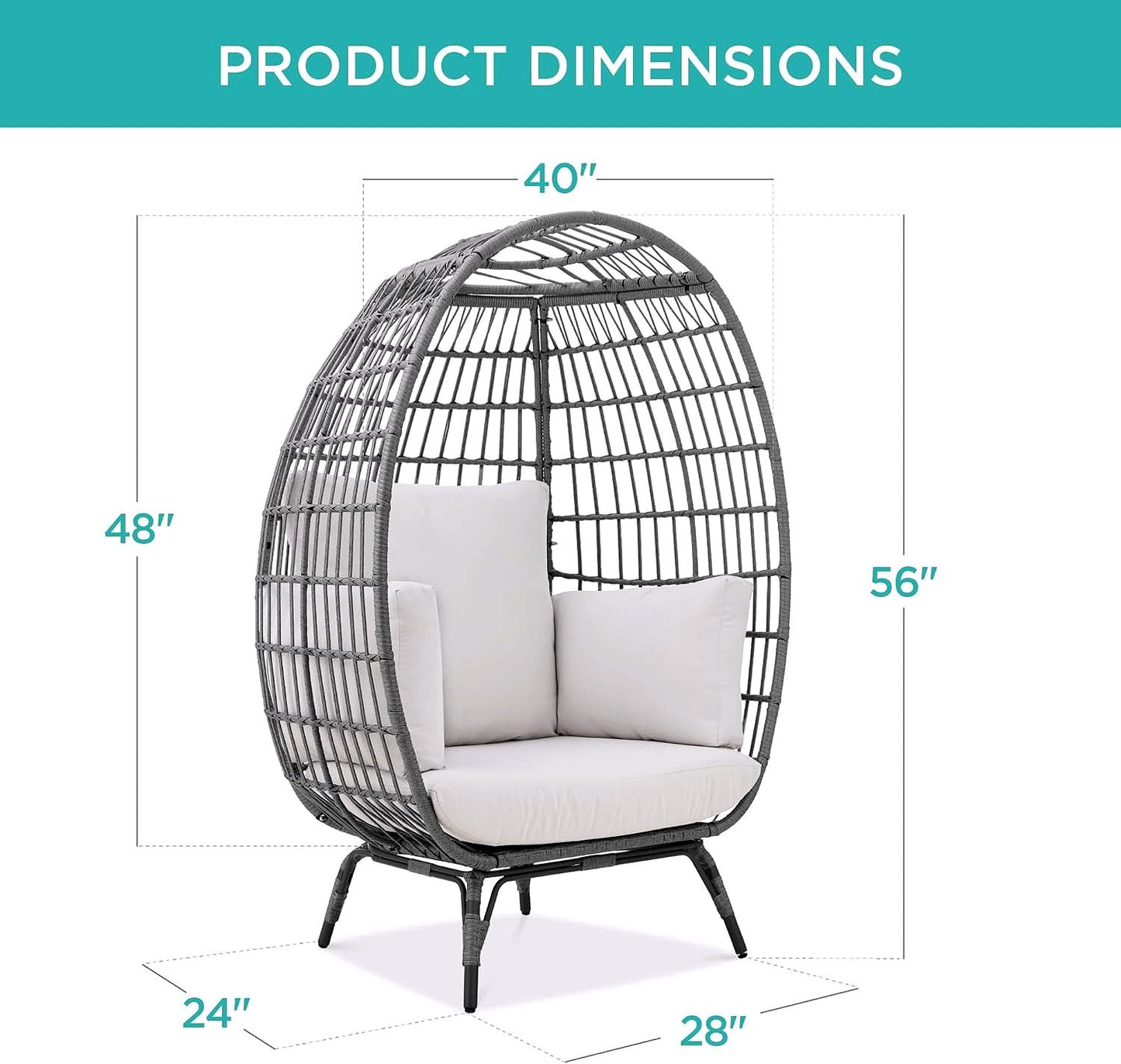 2026 Best Choice Products Wicker Egg Chair – Übergroßer Indoor- & Outdoor-Loungesessel für Terrasse, Garten & Wohnzimmer