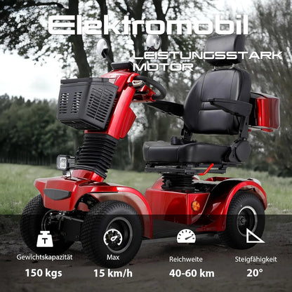 2026 ZVGREEN-Mobilitätsroller mit 4 Rädern-Seniorenmobil-Kapitänssitz-Max. 15km/h-geräumiger Stauraum-drehbarer Sitz-Elektromagnetische Bremse
