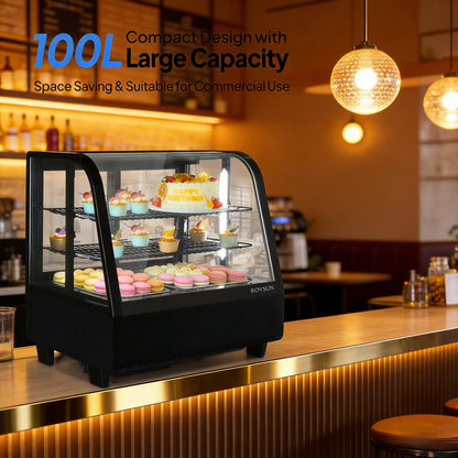 2026 27" 3.5 Cu.Ft. 170W 110V Black Refrigerated Bakery Display Case