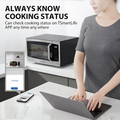 2026 TOSHIBA 4-in-1 ML-EC42P(SS) Mikrowellenherd für die Arbeitsplatte, Smart Sensor, Konvektion, Heißluftfritteuse-Kombination, Stummschaltfunktion, Positionsspeicher, 13,6" Drehteller, 1,5 Kubikfuß, 1000 W, silber